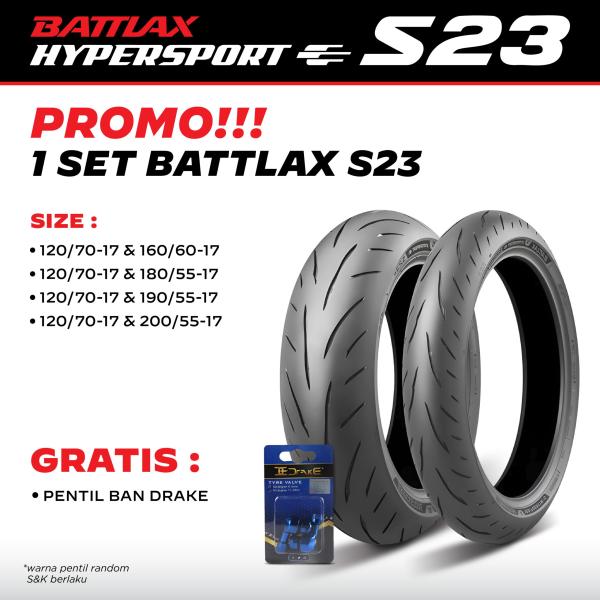 Ban Motor Battlax S23 Bridgestone Depan Belakang 120/70 190/55 17 Original