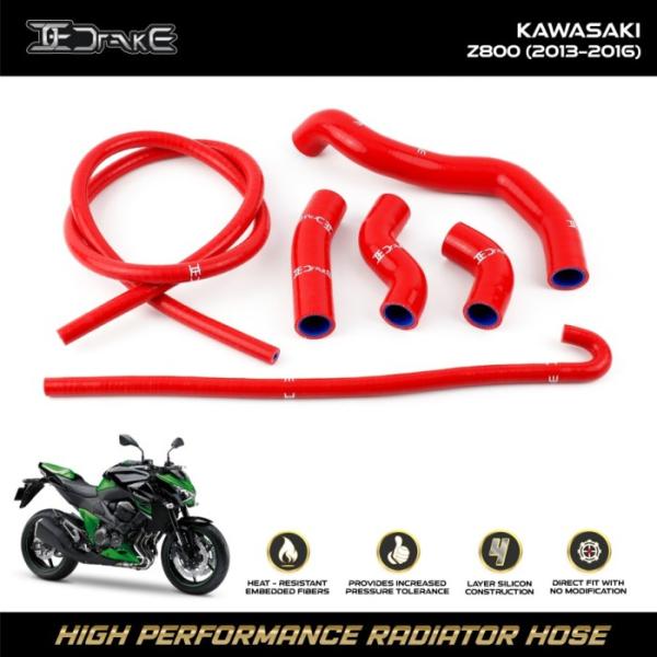 Selang Radiator Drake Kawasaki Z800 '13-'16 Radiator Hose Merah