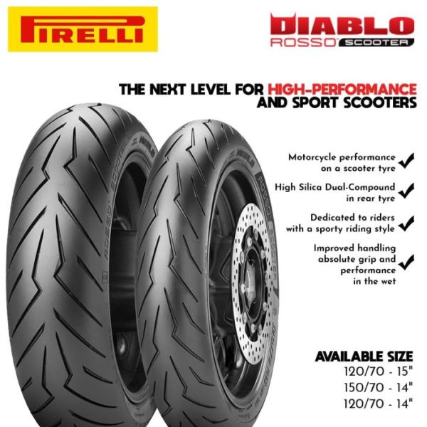 Ban Pirelli Diablo Rosso Scooter 120/70-15 - F/R